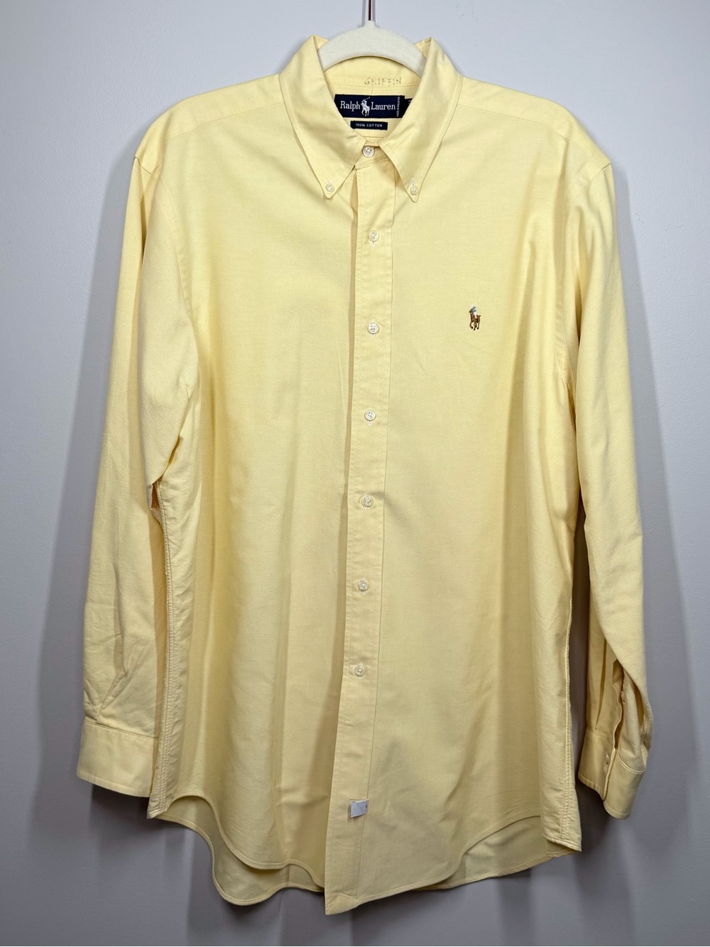 Vintage Polo Ralph Lauren Butter Yellow Oxford Button Down Shirt 16.5-34 Preppy
